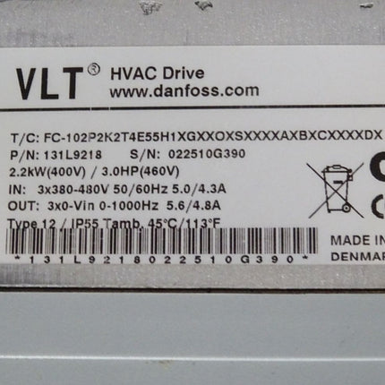 Danfoss VLT HVAC Drive 131L9218 FC-102P2K2T4E55H1 2.2kW Frequenzumrichter - Maranos.de