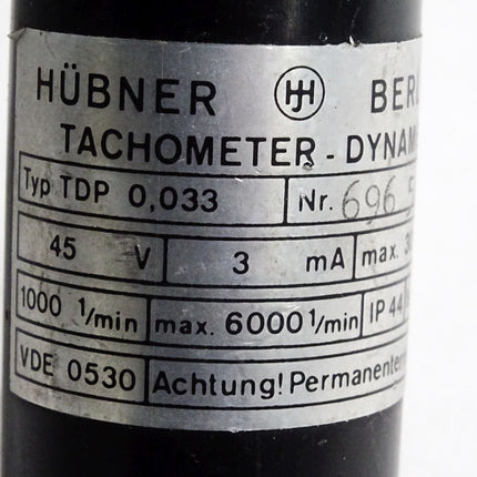 Hübner Tachometer-Dynamo TDP 0,033 1000-6000min-1 - Maranos.de