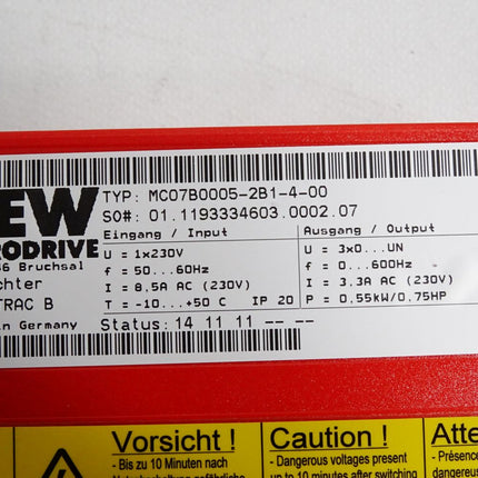 SEW Eurodrive Umrichter Movitrac B MC07B0005-2B1-4-00 0.55kW - Maranos.de