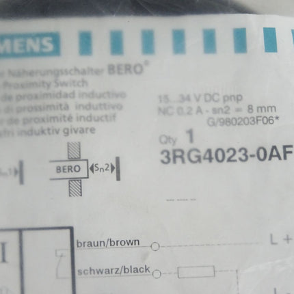 Siemens Induktiver Näherungsschalter BERO 3RG4023-0AF01 / Neu OVP - Maranos.de