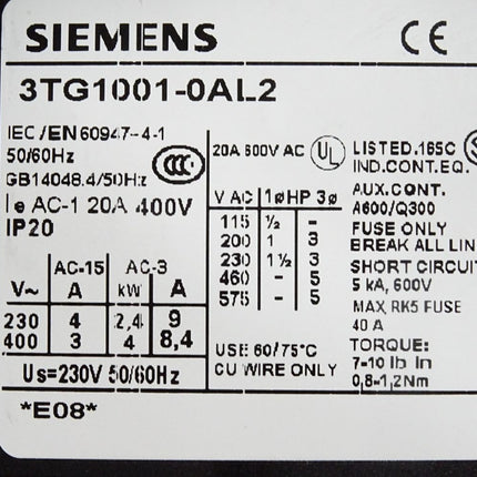 Siemens Power Relay 3TG1001-0AL2