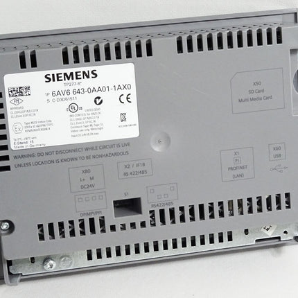 Siemens Panel TP277 6" 6AV6643-0AA01-1AX0 6AV6 643-0AA01-1AX0