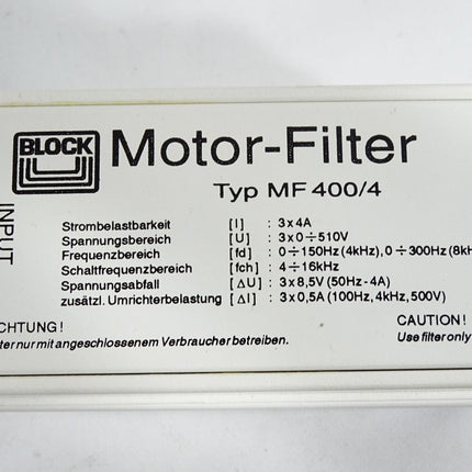 Block Motor-Filter MF400/4 - Maranos.de
