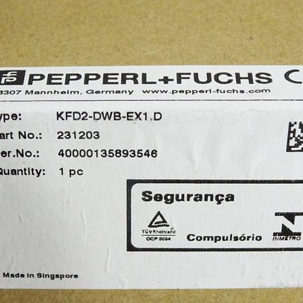 Pepperl+Fuchs 231203 Drehzahlwächter KFD2-DWB-EX1.D / Neu OVP versiegelt