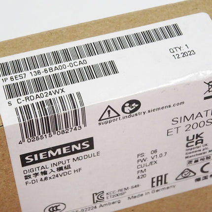 Siemens ET200SP F-DI 6ES7136-6BA00-0CA0 6ES7 136-6BA00-0CA0 / Neu OVP versiegelt