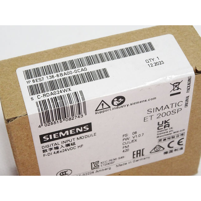 Siemens ET200SP F-DI 6ES7136-6BA00-0CA0 6ES7 136-6BA00-0CA0 / Neu OVP versiegelt