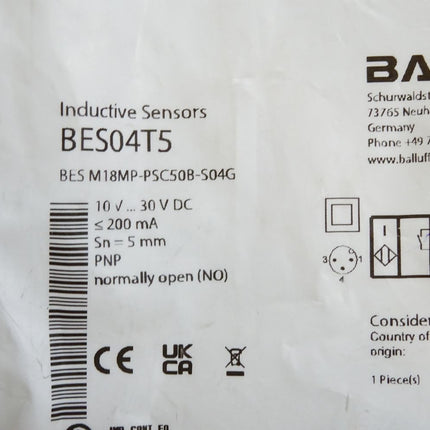 Balluff BES04T5 BES M18MP-PSC50B-S04G Induktiver Näherungsschalter / Neu OVP - Maranos.de