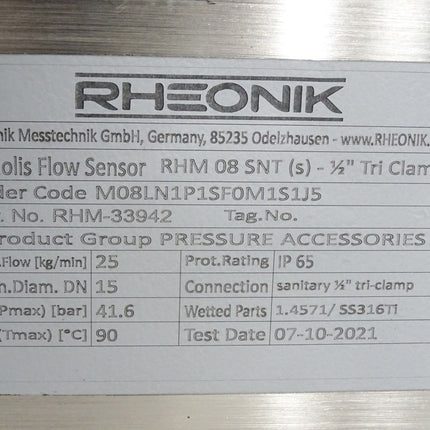 Rheonik Coriolis Transmitter RHE45 E45-C1D1-DOS1 + RHM08SNT M08LN1P1SF0M1S1J5