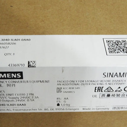 Siemens Sinamics Control Unit CU310-2 PN 6SL3040-1LA01-0AA0 / Neu OVP versiegelt