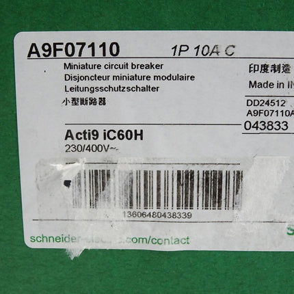 Schneider Electric Acti9 iC60H A9F07110 Leitungsschutzschalter 1P 10A C / Neu
