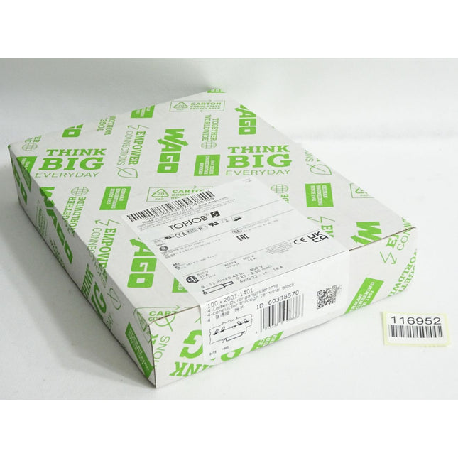 Wago 2001-1401 4-Leiter-Durchgangsklemme / Inhalt:100 Stück / Neu OVP versiegelt