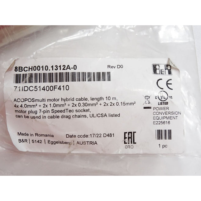 B&R ACOPOSmulti motor hybrid cable 10m 8BCH0010.1312A-0 4x4.0mm2 / Neu OVP