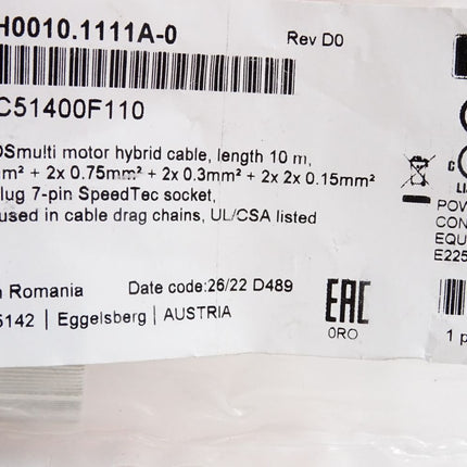 B&R ACOPOSmulti motor hybrid cable 10m 8BCH0010.1111A-0 4x1.5mm2 / Neu OVP