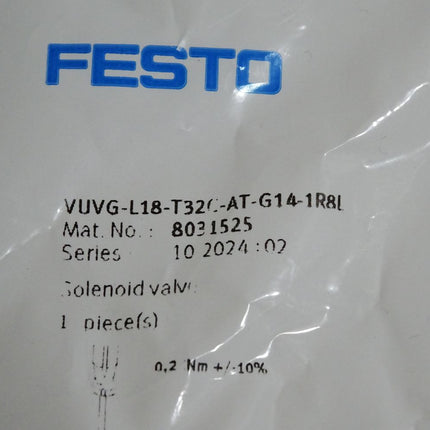 Festo 8031525 VUVG-L18-T32C-AT-G14-1R8L Magnetventil / Neu OVP - Maranos.de
