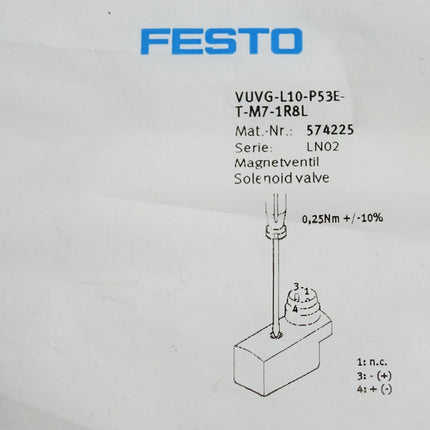 Festo 574225 VUVG-L10-P53E-T-M7-1R8L Magnetventil / Neu OVP - Maranos.de