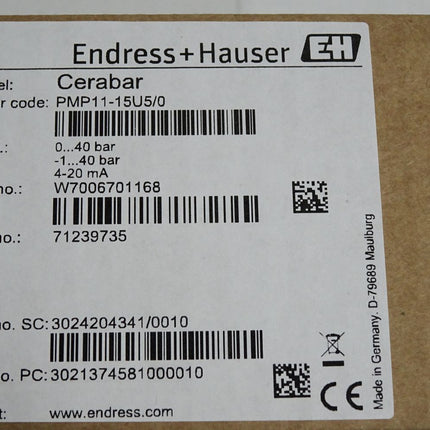 Endress+Hauser Cerabar PMP11-15U5/0 Drucktransmitter 71239735 / Neu OVP - Maranos.de