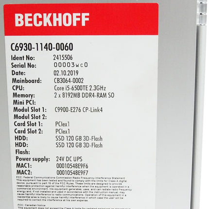 Beckhoff C6930-1140-0060 Schaltschrank-Industrie-PC Core i5-6500TE 2.3GHz