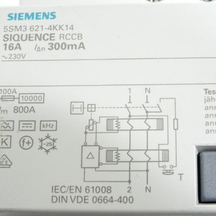 Siemens FI Schalter 5SM3621-4KK14 SIQUENCE RCCB 16A - Gehäuse beschädigt - Maranos.de