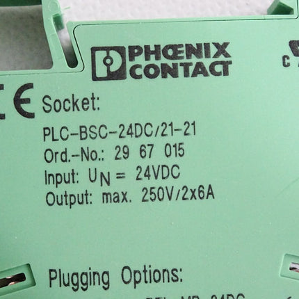 Phoenix Contact Socket 2967015 PLC-BSC- + Relay 2961192 REL-MR-24DC/21-21