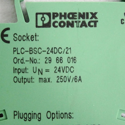 Phoenix Contact Socket 2966016 PLC-BSC-24DC/21 + Relay 2961105 REL-MR
