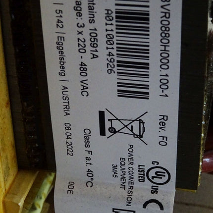 B&R ACOPOSmulti Rückspeisedrossel 90A 480V 8BVR0880H000.100-1 Rev. F0 Unbenutzt
