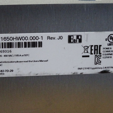 B&R ACOPOSmulti Leistungsversorgungsmodul 165A 8BVP1650HW00.000-1 J0 Neuwertig