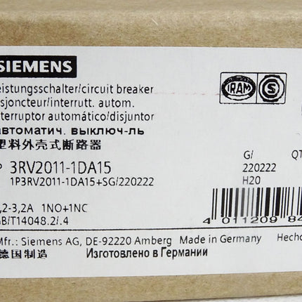 Siemens Leistungsschalter 3RV2011-1DA15 / Neu OVP