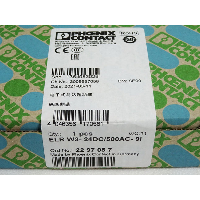 Phoenix Contact 2297057 ELR W3- 24DC/500AC- 9I Motorstarter / Neu OVP versiegelt - Maranos.de