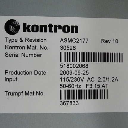 Kontron ASMC2177 30526 Controller Rack