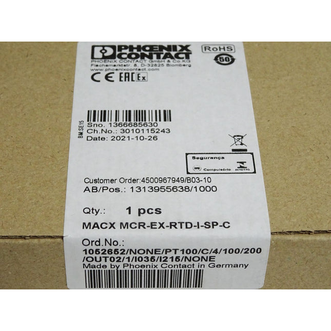 Phoenix Control 1052652 MACX MCR-EX-RTD-I-SP-C  / Neu OVP versiegelt - Maranos.de