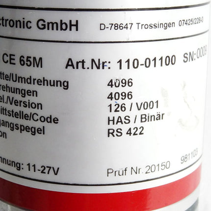 TR Electronic CE65M 110-01100 Absolut-Encoder CE-65-M 4096 Umdrehungen - Maranos.de