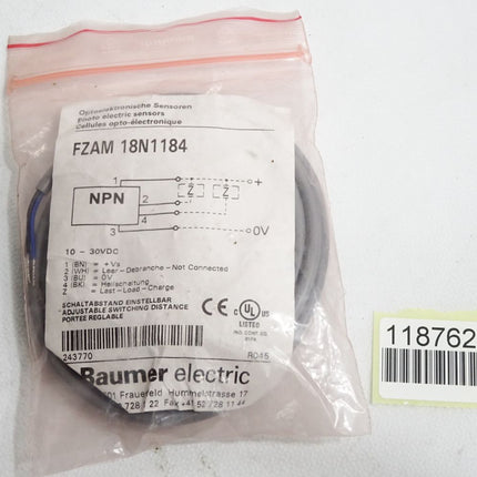 Baumer Electric Optoelektronischer Sensor FZAM 18N1184 / Neu OVP