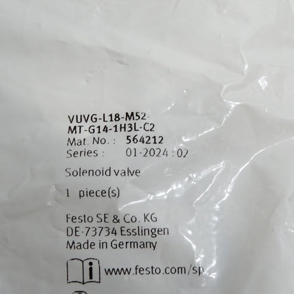 Festo 564212 Magnetventil VUVG-L18-M52-MT-G14-1H3L-C2/ Neu OVP - Maranos.de