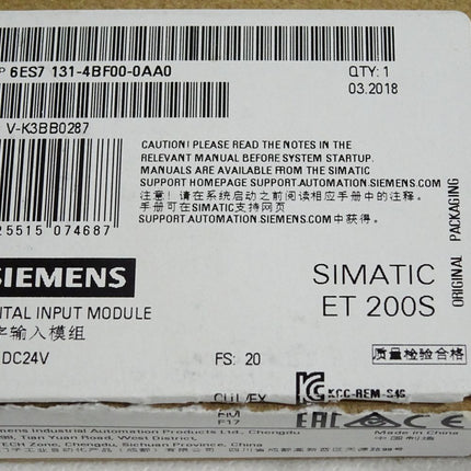 Siemens ET200S DI 6ES7131-4BF00-0AA0 6ES7 131-4BF00-0AA0 / Neu OVP