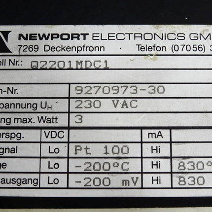 Newport Electronics Q220 Q2201MDC1 Q220-1-MDC1 Temperaturregler - Maranos.de