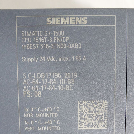 Siemens S7-1500 CPU1516T-3 6ES7516-3TN00-0AB0 6ES7 516-3TN00-0AB0 / Neuwertig - Maranos.de