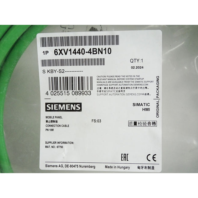 Siemens Mobile Panel Connection Cable 10m 6XV1440-4BN10 / Neu OVP versiegelt
