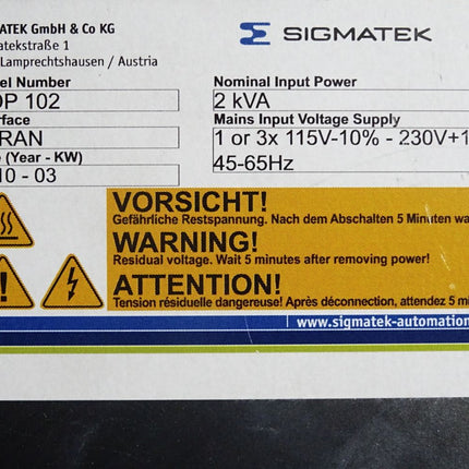 Sigmatek MDP102 Netzmodul