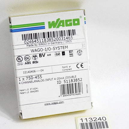 Wago 750-455 4-Kanal-Analogeingang / Neu OVP versiegelt - Maranos.de