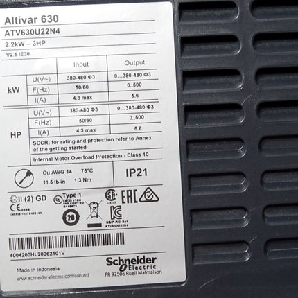 Schneider Electric Altivar 630 ATV630U22N4 2.2kW - Maranos.de