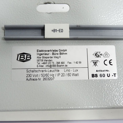 IBB Schaltschrank-Leuchte Lino-Lux 60W BS60U-T + Sicherheitsschalter I88-SU1Z