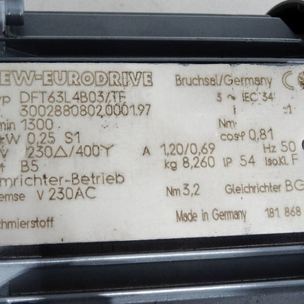 SEW Eurodrive DFT63L4B03/TF 1300r/min Getriebemotor - Maranos.de