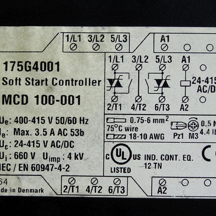Danfoss 175G4001 Soft Start Controller MCD 100-001 MCD100-001 - Maranos.de