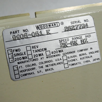 Woodward 2301A Load sharing & Speed control 9906-061 E FWD SINGLE 200MA