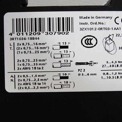 Siemens 3RT1036-1BB44 Leistungsschütz