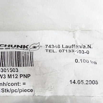 Schunk Anschlusskabel 0301503 W3 M12 PNP / Neu OVP