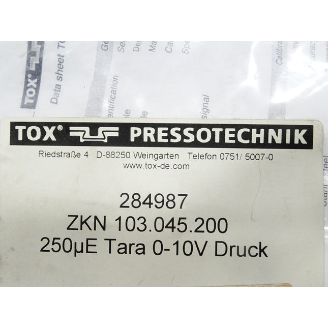 Tox Pressotechnik Surface Strain Sensor X-103-T45-CAL250 284987 14Nm / Neu OVP