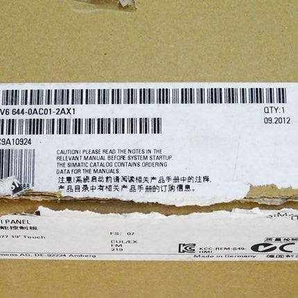 Siemens Multipanel MP377 19" 6AV6644-0AC01-2AX1 6AV6 644-0AC01-2AX1 / Neu OVP - Maranos.de
