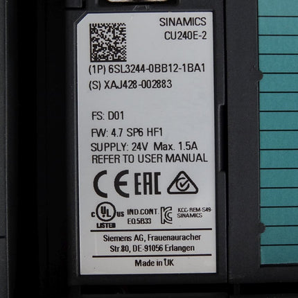 Siemens Sinamics PM240-2 6SL3210-1PE24-5AL0 22kW + 6SL3244-0BB12-1BA1 Neuwertig