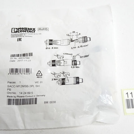 Phoenix Contact Datensteckverbinder 1424695 SACC-M12MSB-3PL SH PB / Neu OVP - Maranos.de